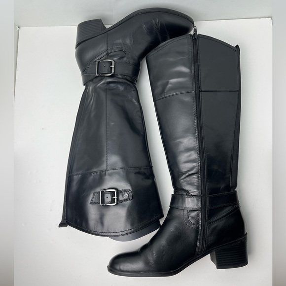 Bandolino Pries Black Harness Riding Knee High Boots Wide Calf - Picture 7 of 11